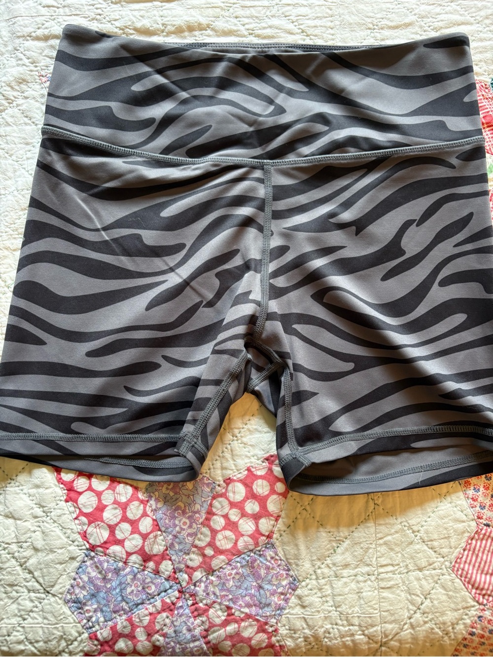 ZYIA Gray Zebra-Print Bike Shorts